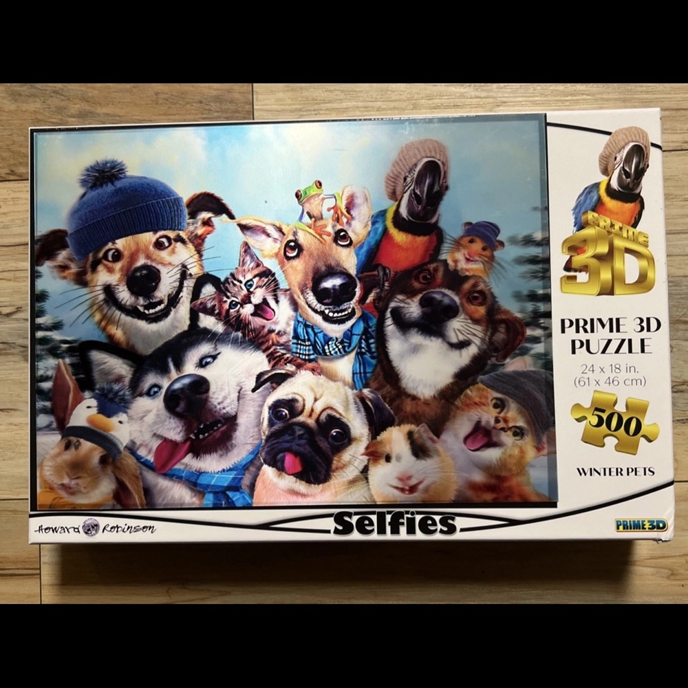 NEW 24 X 18 "Winter Pets Selfie” Prime 3D Puzzle Howard Robinson Design